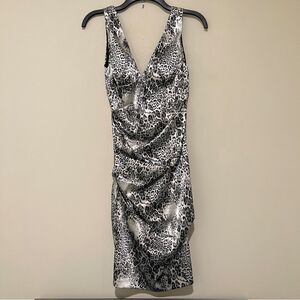 Cache Black and White Animal Print Dress